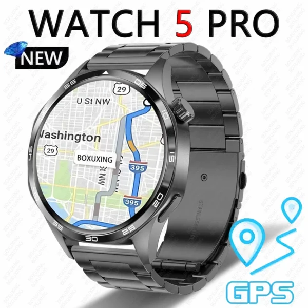 GT5 PRO Smart Watch Men Watch 5 Pro AMOLED HD Screen Bluetooth Call GPS Trajectory NFC Heart Rate Compass SmartWatches 2025 New
